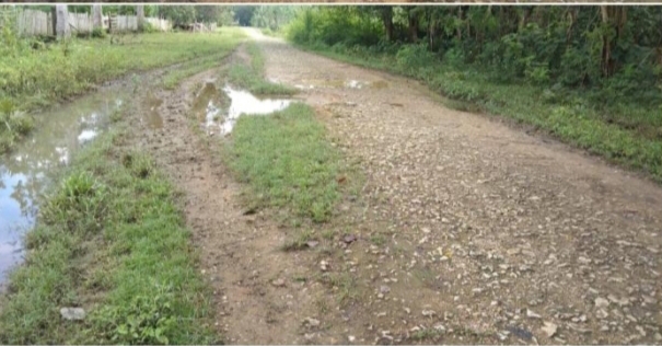 Kondisi jalan yang menghubungkan Desa Lafinde, Lantaito dan Kampobalano rusak. Jalan ini akan segera diaspal. (Foto: Labulu)