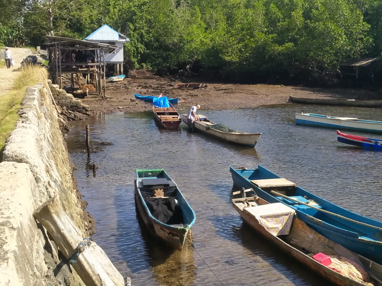 Aktivitas nelayan tampak masih lengang di pesisir pantai Desa Karya Jaya Siotapina Buton, Rabu (31/8) pagi. Wilayah menjadi salah satu titik program PAAP.(Texandi)