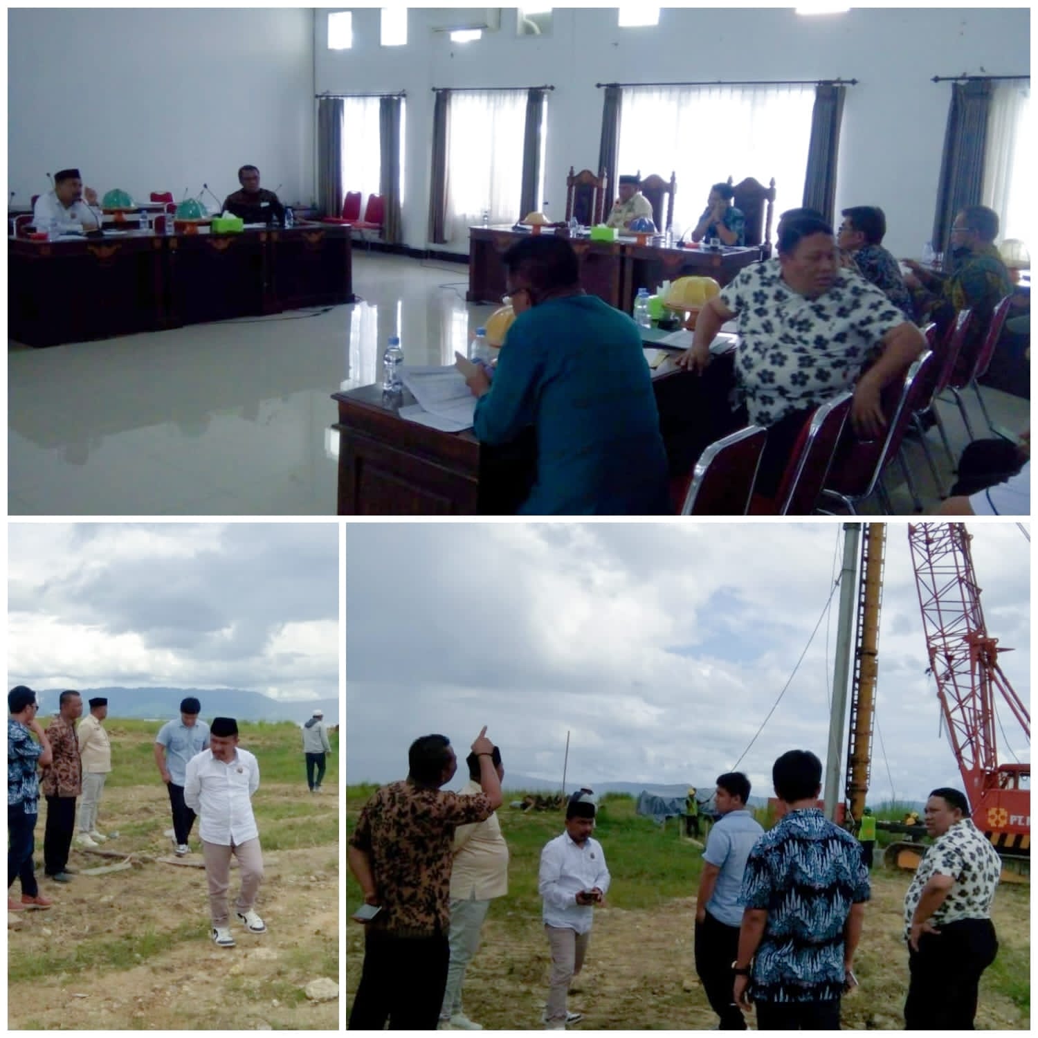 MENINJAU : Komisi III DPRD Muna RDP bersama empat OPD dan dilanjutkan meninjau pembangunan Stadion Raha. (Foto:Anuardin)